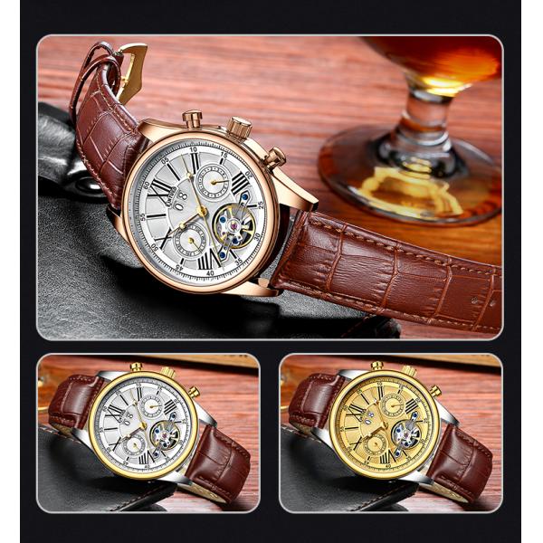 Brand KINYUED fashion mens wind up use hand water resistant tourbillon automatic watch