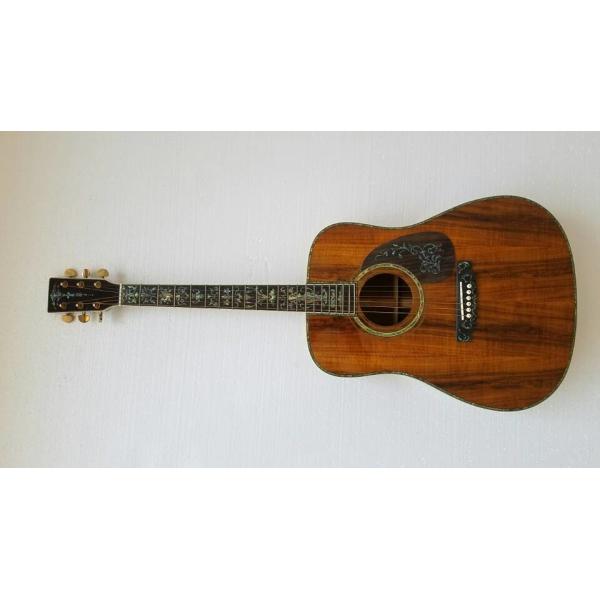 Real Abalone Inlay 41 Inch Koa Wood Round Body Classic Acoustic Guitar Free Shipping