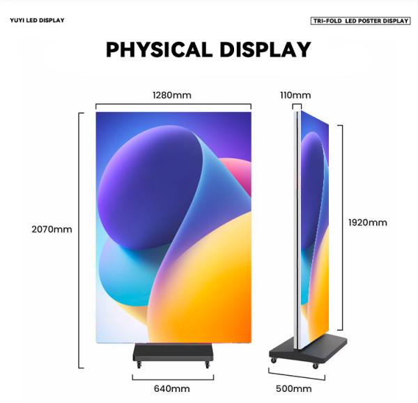 Ultra-Thin HD Three-Fold Standing LED Poster Screen and GOB LED Display for Indoor Use
