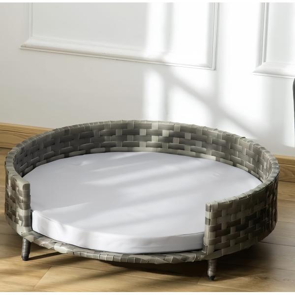 Rattan Outdoor Pet Bed Cat Dog Bed House Net Pet Basket Cool Handwoven Oval Shape Indoor