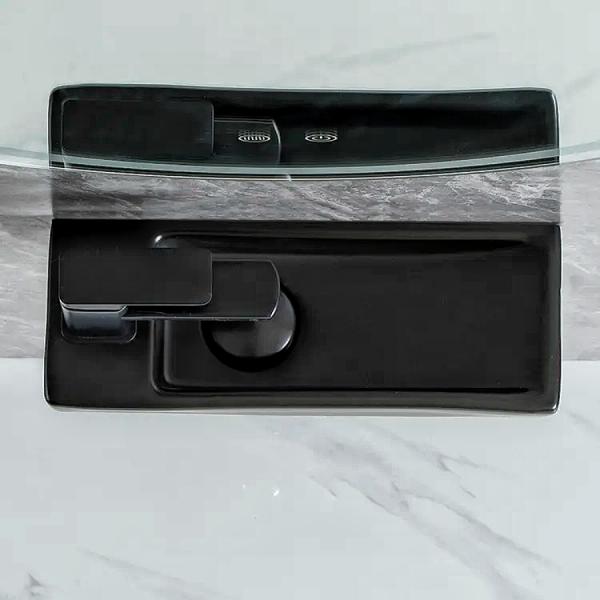 Modern Rectangle Bathroom Wall Hung Basin Matte Black 380*145*80mm