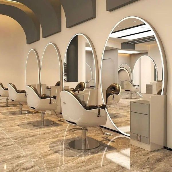 Kingstin Luxury LED Hairdressing Mirror Station Sided Styling Unit - Professional Barber Shop Furniture & Equipment