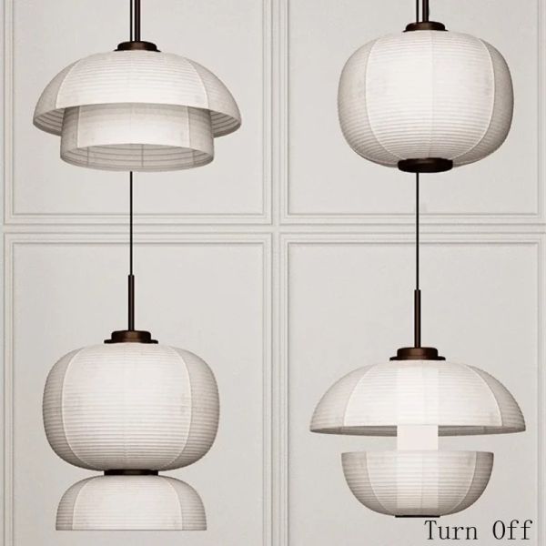 Japanese Pendant Lights Vintage Fabric Lantern Wabi Sabi Lights (WH-VP-335)
