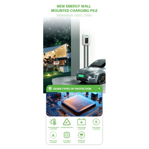 E-mingze 7KW/32A Type 2 Mode 3 AC Charging One Phase Wall-Mounted Charger
