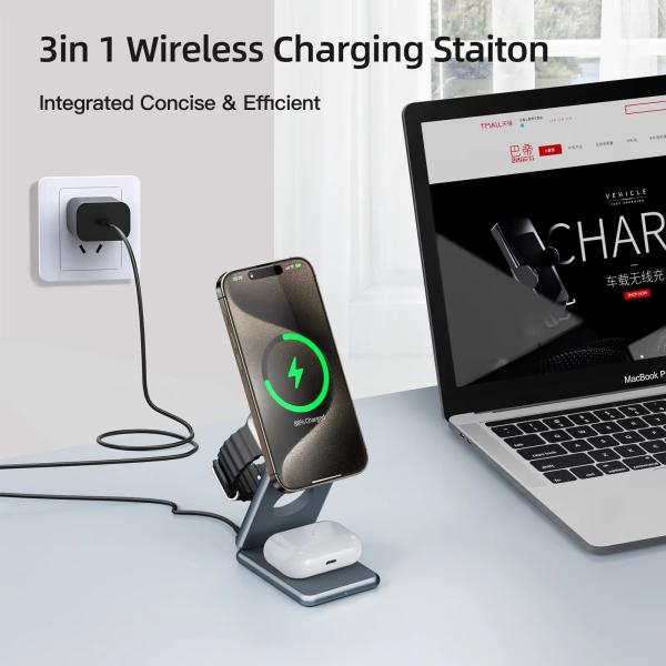 Smartphone Multifunction Foldable Magnetic Wireless Portable Charger with 9V/2A Input and Fast Charging Feature