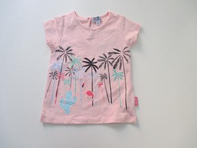 Pink Baby Girl Tees Summer Short Sleeve Tropical Palm Print