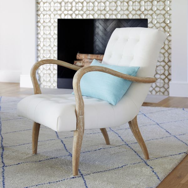 Transitional Tufted Upholstered Wood Armchair  LGW-405
