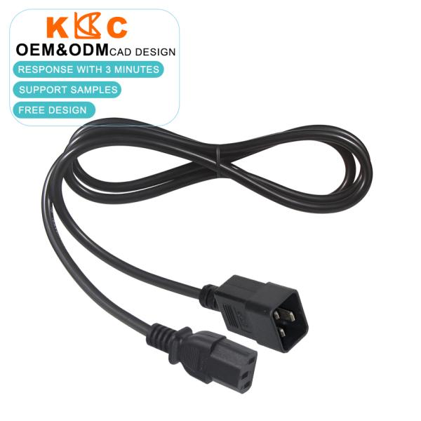 Cable de extensión de alimentación IEC 320 C13 a C20 14 AWG para racks de servidores y PDUs de alta densidad Cable puente de alimentación negro 15 amperios 250V