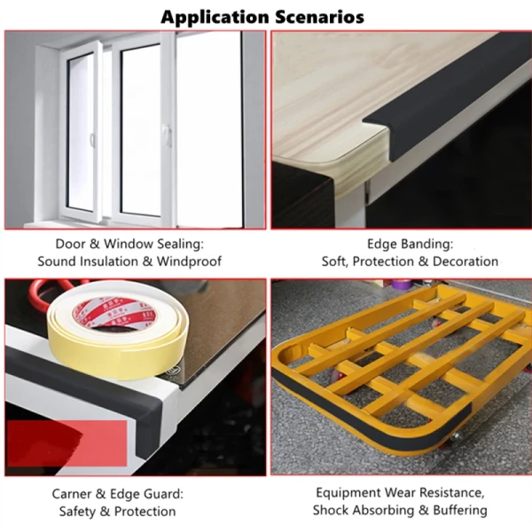Strong Adhesion EVA Black Sponge Foam Rubber Tape Anti-Collision Seal Strip 1/2/3/5mm for Packaging and Speaker
