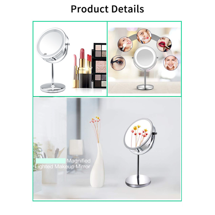 Adjustable Magnification Vanity Mirror Magnifying LED Lighted Makeup Mirror with Suction Cup,bathroom Flexible Gooseneck 10X