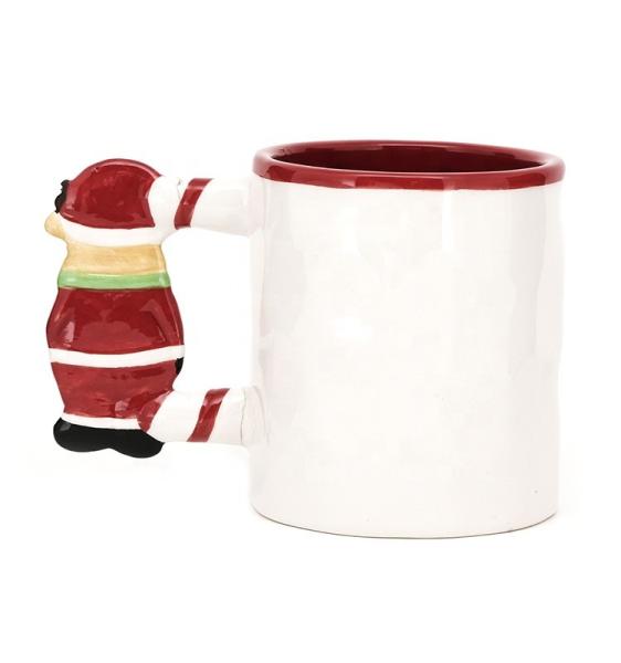 coffee bulk mugs Christmas 10OZ ceramic mug with 3D holder porcelain christmas dinnerware