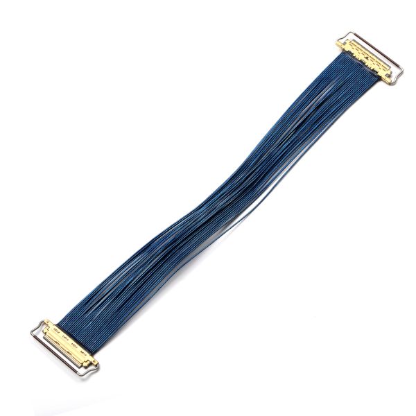 Dual-End 30-Pin LVDS Micro-Coax Cable - 50Ω 40AWG Shielded Blue Wire