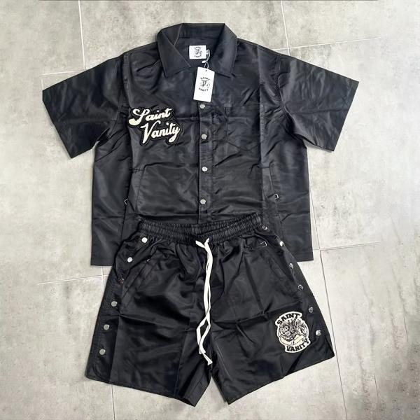 Botones de rompevientos personalizados Polímero de nylon de los hombres de los juegos de polo Trajes de deporte camisas de polo juegos cortos para hombres camisa y juego corto