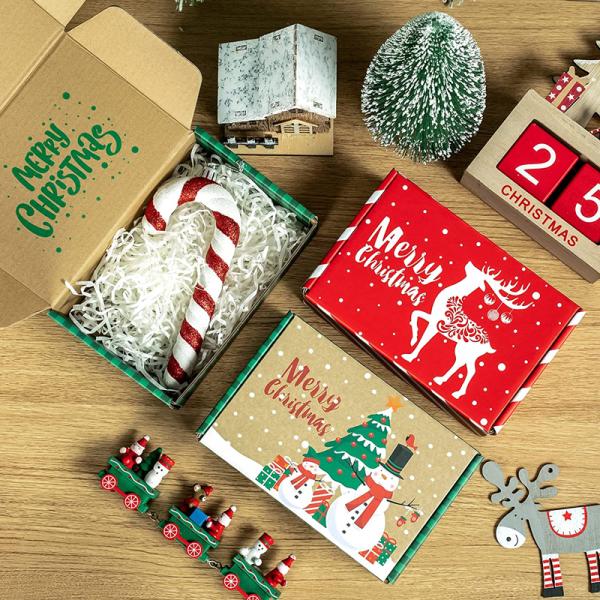 Kraft Mailer Christmas Gift Packaging Corrugated Paper Rectangle For Socks Scarf