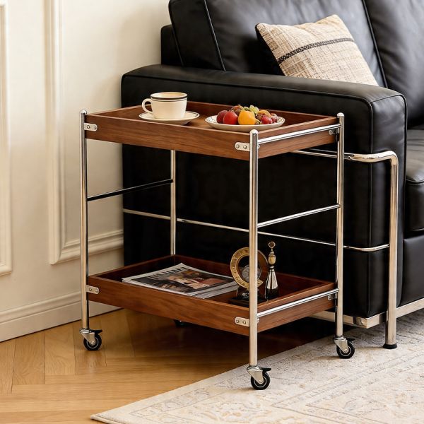 4 Tier Metal With Wheels Kitchen Fruit Vegetable Rack Sofa Coffee Tea Table Bedroom Bedside Organizer Stand Snack Trolley Shelf