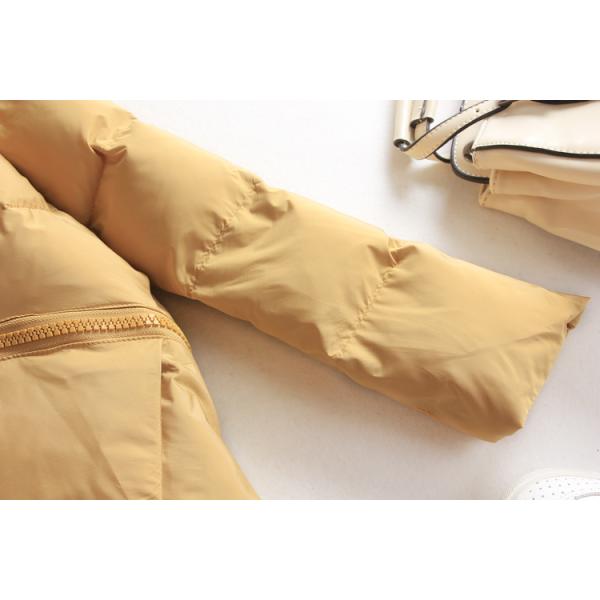 Orange Warm Long Womens Winter Jackets And Coats Hooded Customized Trims