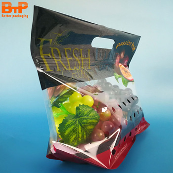 Promotion Custom Transparent OPP/CPP Cherry Tomato Grape Fruit Vegetable Plastic Packaging Bags with Zipper