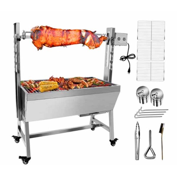 Heavy Duty Outdoor Roaster Spit Rotisserie BBQ Grill for Pig Charcoal Barbecue Meat Processing Machinery