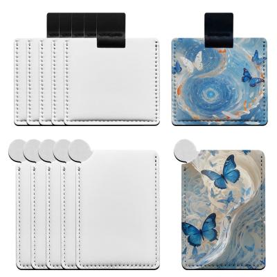 Creative Sublimation Blank PU Case Stainless Steel Mirror Sublimation Pocket Makeup Mirror