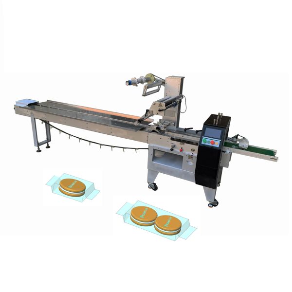 High speed soft and hard biscuit with cream or without cream flow packing machine