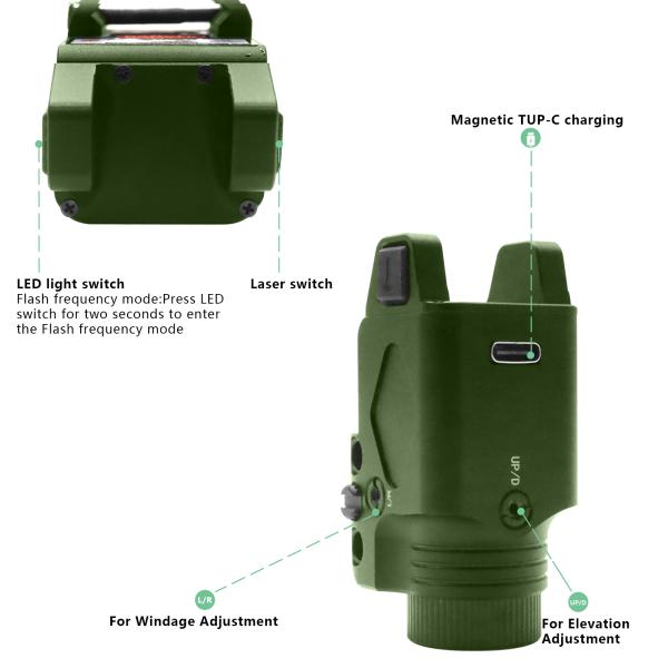 Красный электрофонарь видимости лазера корокоствольного оружия IPX4 комбинированный с тактическим люменом 500