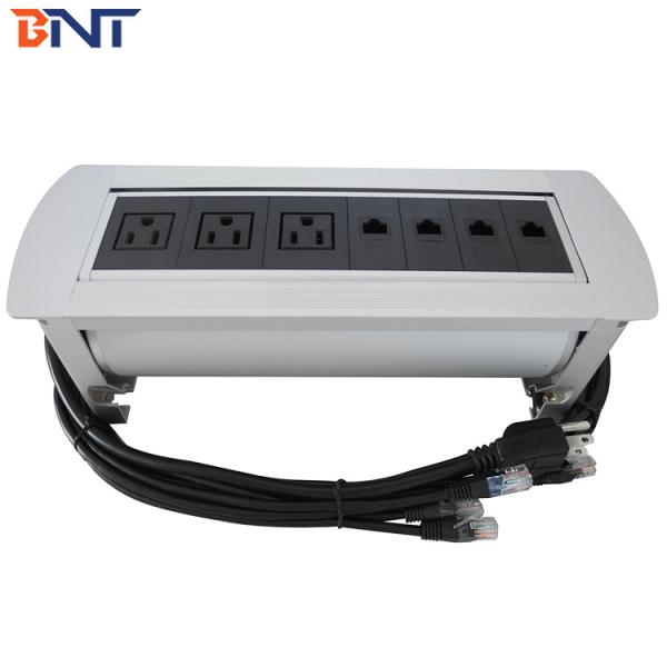 Boente used in officr with three US power  automatic table hidden rotating outlet