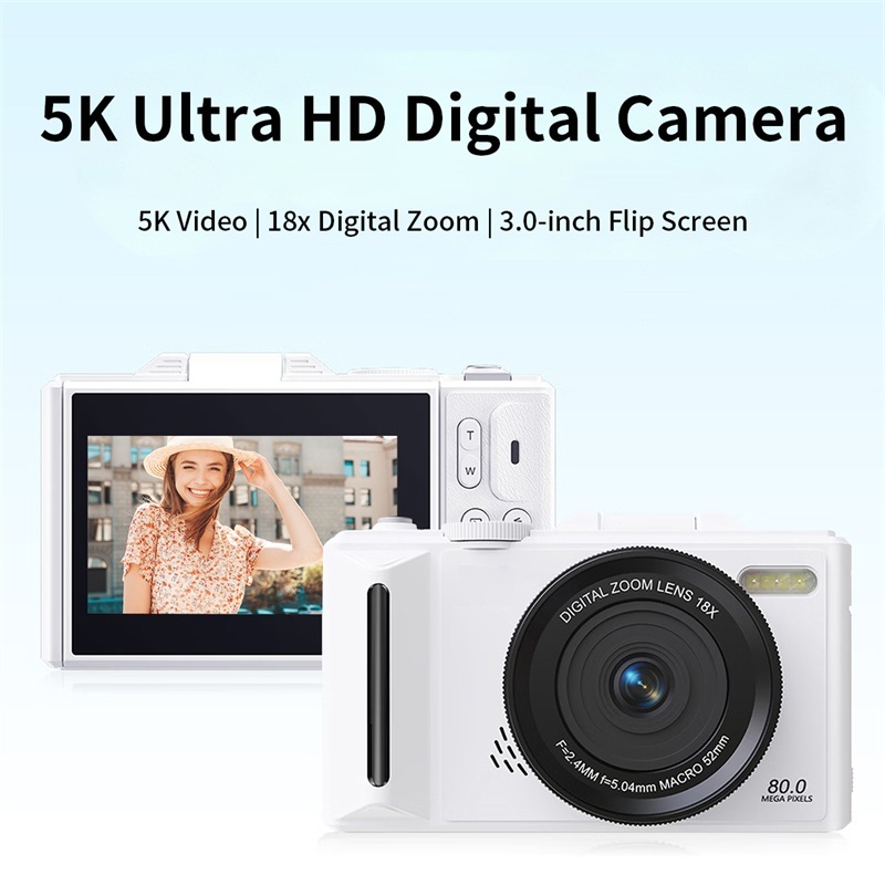 Retro 5K Video Digital Camera With Optical Zoom Anti Shake 3 Inch Flip Screen Vlog CMOS Camera Support External Lens for Vlog