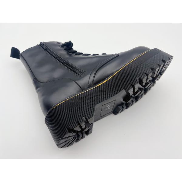 Cow High Ankle Leather Shoes Womens Black Waterproof Work Shoes