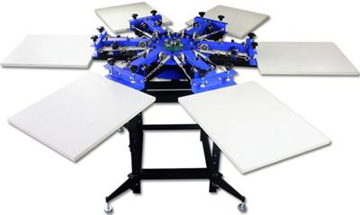 Double Rotary Manual 6-6 Color screen printing machine for t-shirt printing