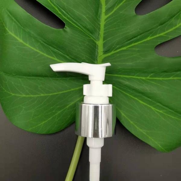 Small Dosage 0.7CC 24 / 410 Lotion Pump With Clip Silver Shine Aluminum Closure