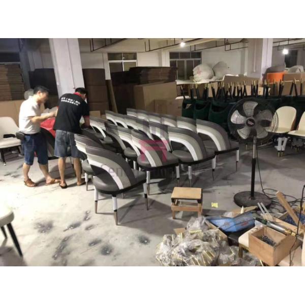 Open Back Rainbow Leather Wood Restaurant Chairs With Gold Stainless Steel Feet