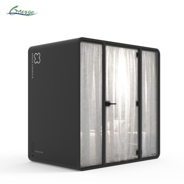 Customizable Size Noise Reducing Work Booth 2 Power Outlets for a Comfortable and Work Environment