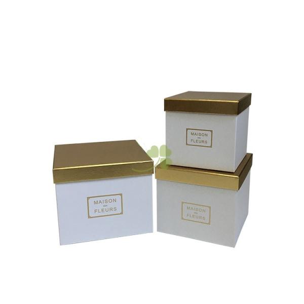 Rigid Cardboard Hamper Floral Boxes Custom Logo Gold Foil Stamping For Rose Packaging