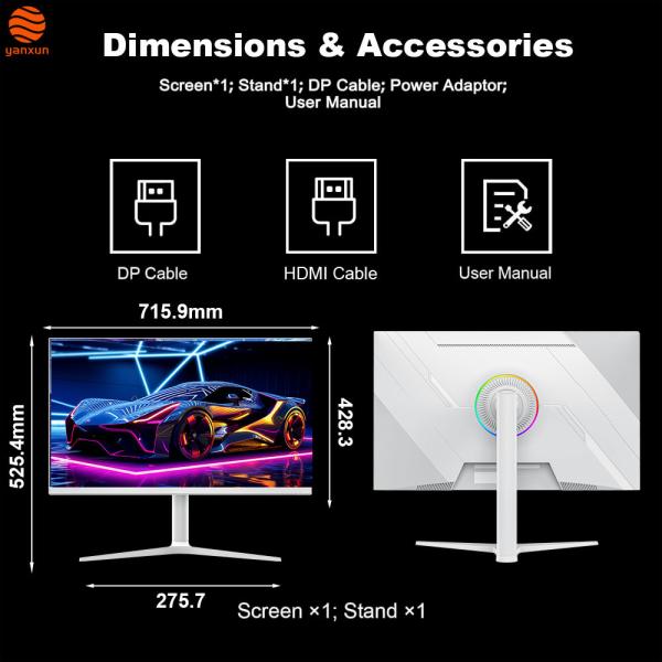 32 Inch QHD Gaming Monitor Adjustable Height Eye Care IPS Panel Ultrawide Monitor
