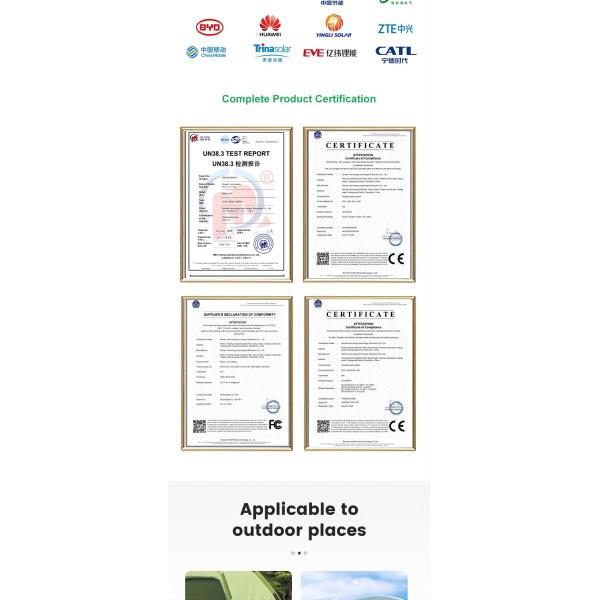 Сохраняющая солнечную энергию портативная электростанция 1500 Вт 2000 Вт для кемпинга на открытом воздухе