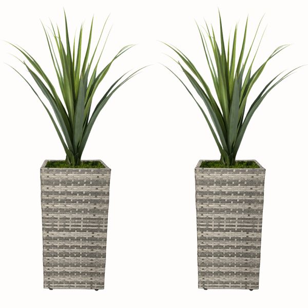 Handmade Square Shape Metal Frame Wicker Flower Pot with Plastic Original Green OEM Customized Style