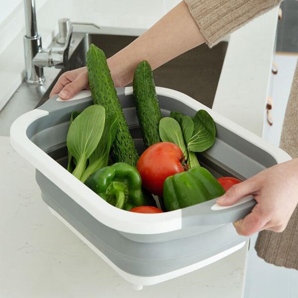 Custom Logo Dish Tub for Washing and Draining Veggies Fruits Foldable Cutting Board