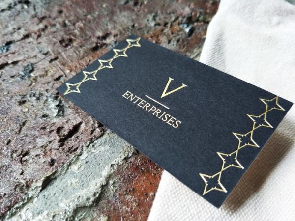 Black Cardboard Gold Foil Stamped Business Cards Printed Visiting Name Cards