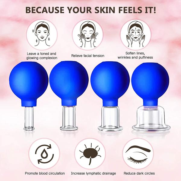 4 Pieces Fat Reducing Wrinkle Remover Facial Vacuum Suction Massage Cups