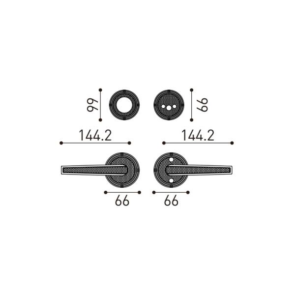 Brass Lever Lock Door Handle , 66mm 144.2mm Interior Door Lever Handles