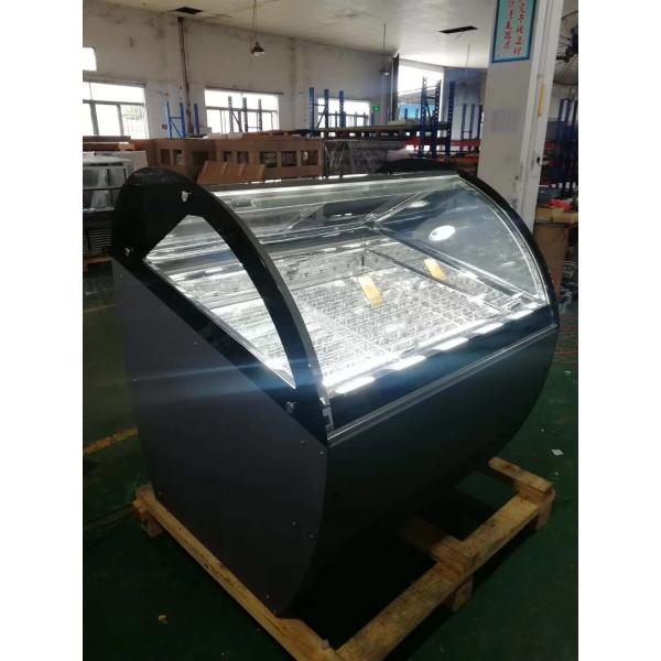 Commercial Fan Cooling Ice Cream Showcase Display Refrigerator Glass Door