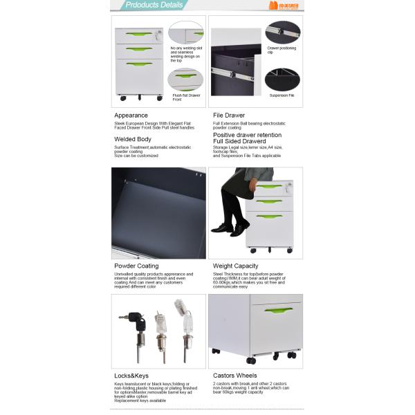 0.16 CBM 600mm height Brake Castor Steel Mobile Pedestal