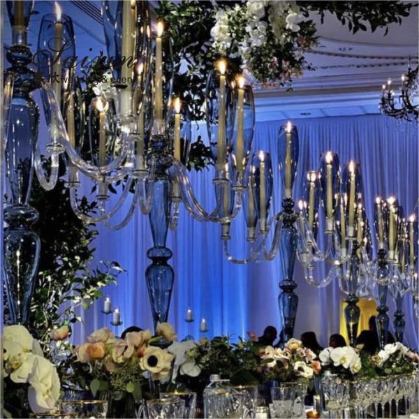 ZT-062 Chic 4 pcs different size white stem crystal pillar candle holder for decor wedding centerpieces