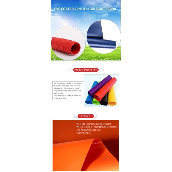 Waterproof 500gsm PVC Coated Polyester Tarpaulin For Flexible Duct