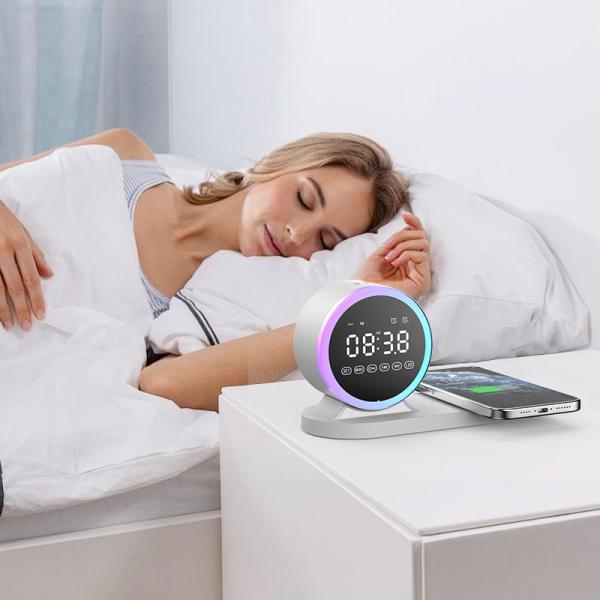 Yes Battery 3 in 1 Wireless Charging Light Alarm Clock Desktop Mobile Phone Magnetic Wireless Charger NO Waterproof Standard