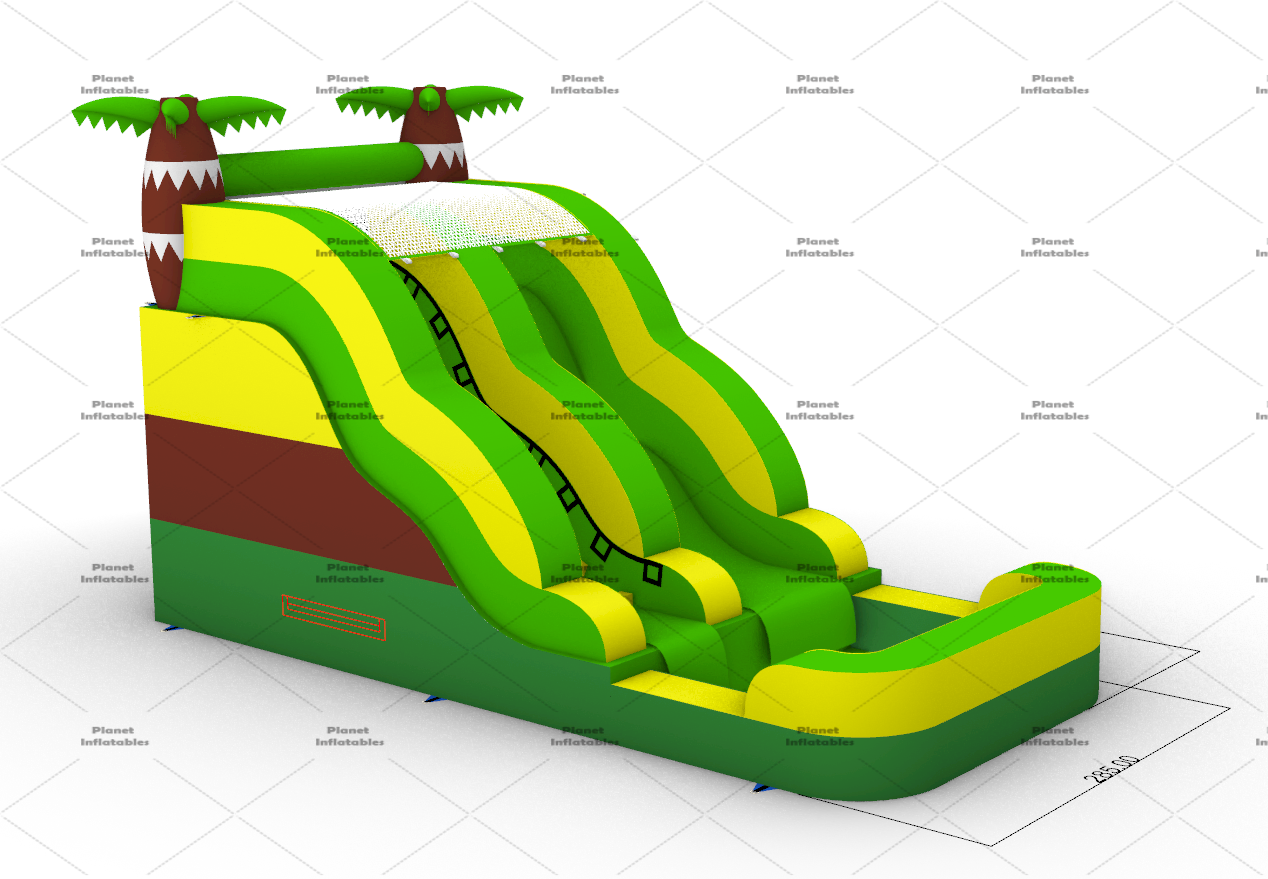 Custom Kids Palm Tree Mini Inflatable Slip and Slide Water Slide With Pool for Backyard Fun