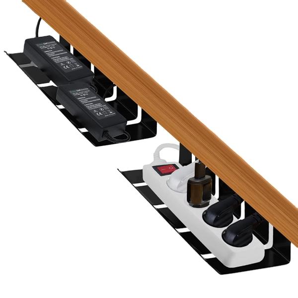 Design funcional Ducto de cabo de metal revestido em pó para mesa horizontal 43x10x10cm Branco
