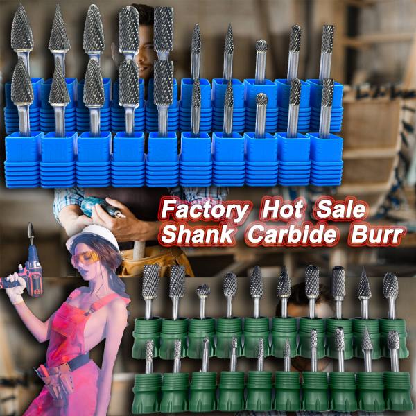 1/4 Inch Shank Burrs Tool Bit 6mm Double Cut Carving Grinder Bit Engraving Tungsten Carbide Burr Set Rotary File Tungsten Burr