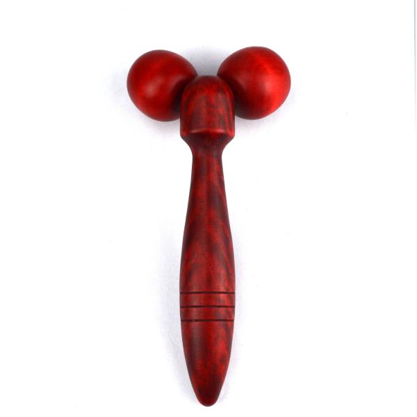 Red or Yellow Wooden Massage Roller for Face Therapy and Anti-Wrinkle Treatment