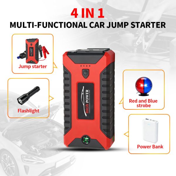 5400mAh Automobile 2 In 1 Jump Starter With Air Compressor 300A - 600A Portable Car Battery Charger Jump Starter SmartRechargeable Jump Starter + LED Light, Warning Light, SOS & MultifunctionEmergency